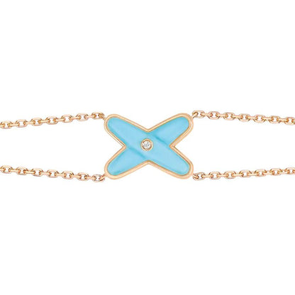 [Charm Aries Jewelry]JEUX BRACELET TURQUOISE PINK GOLD 1 DIAMOND
