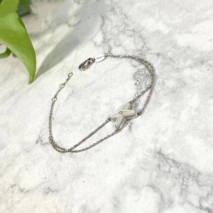 [Charm Aries Jewelry]JEUX BRACELET WHITE MOP SILVER 1 DIAMOND