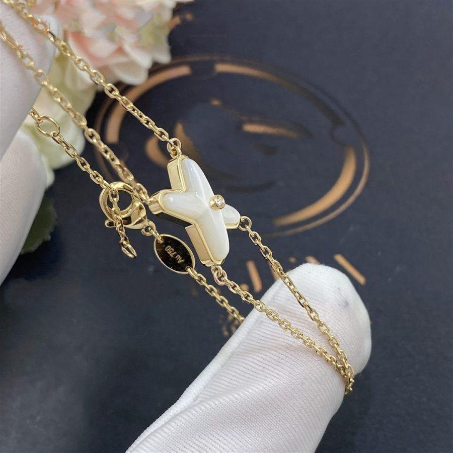 [Charm Aries Jewelry]JEUX BRACELET WHITE MOP GOLD 1 DIAMOND