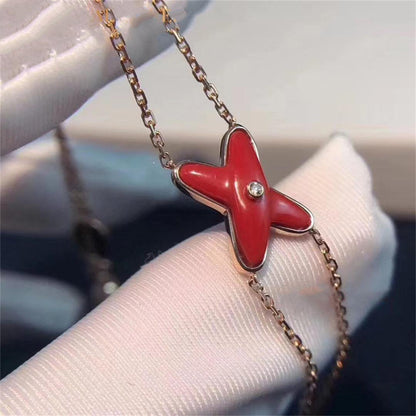 [Charm Aries Jewelry]JEUX BRACELET CARNELIAN PINK GOLD 1 DIAMOND