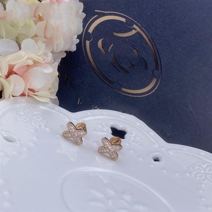 [Charm Aries Jewelry]JEUX DE PINK GOLD DIAMOND EARRINGS
