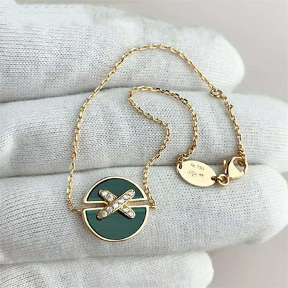 [Charm Aries Jewelry]JEUX DE BRACELET MALACHITE PINK GOLD DIAMONDS