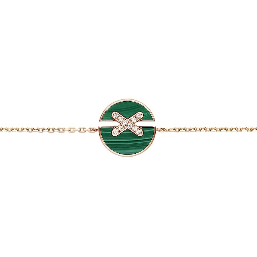 [Charm Aries Jewelry]JEUX DE BRACELET MALACHITE PINK GOLD DIAMONDS