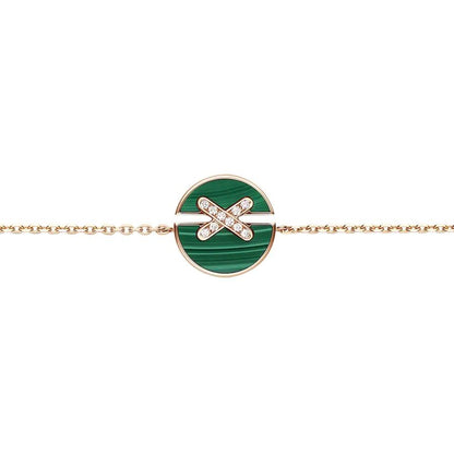 [Charm Aries Jewelry]JEUX DE BRACELET MALACHITE PINK GOLD DIAMONDS