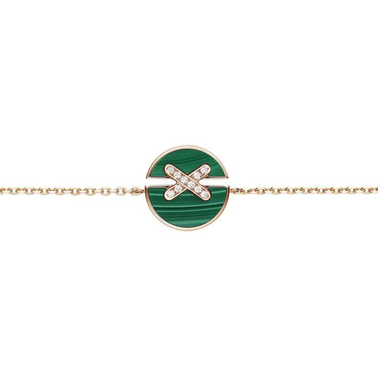 [Charm Aries Jewelry]JEUX DE BRACELET MALACHITE PINK GOLD DIAMONDS