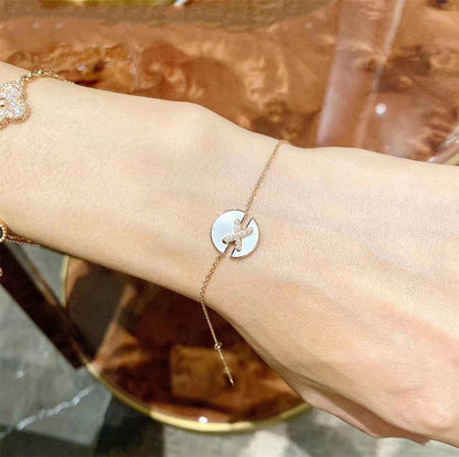 [Charm Aries Jewelry]JEUX DE BRACELET MOP PINK GOLD DIAMONDS