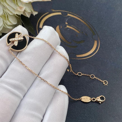 [Charm Aries Jewelry]JEUX DE BRACELET ONYX PINK GOLD DIAMOND