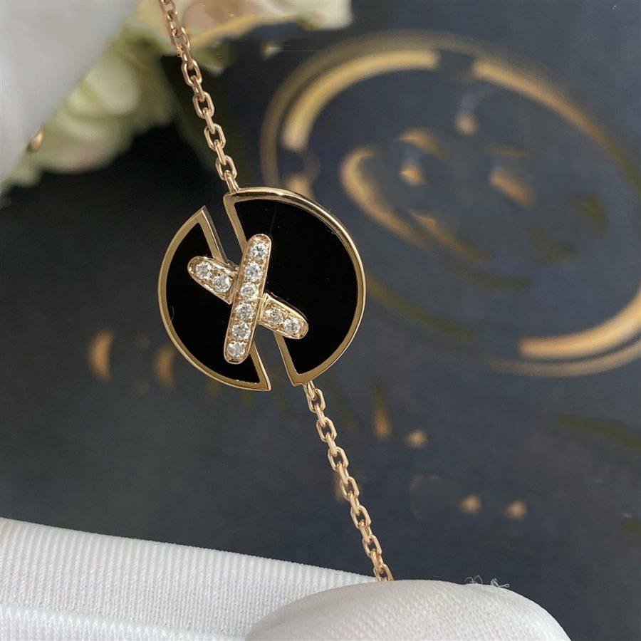 [Charm Aries Jewelry]JEUX DE BRACELET ONYX PINK GOLD DIAMOND