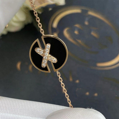 [Charm Aries Jewelry]JEUX DE BRACELET ONYX PINK GOLD DIAMOND