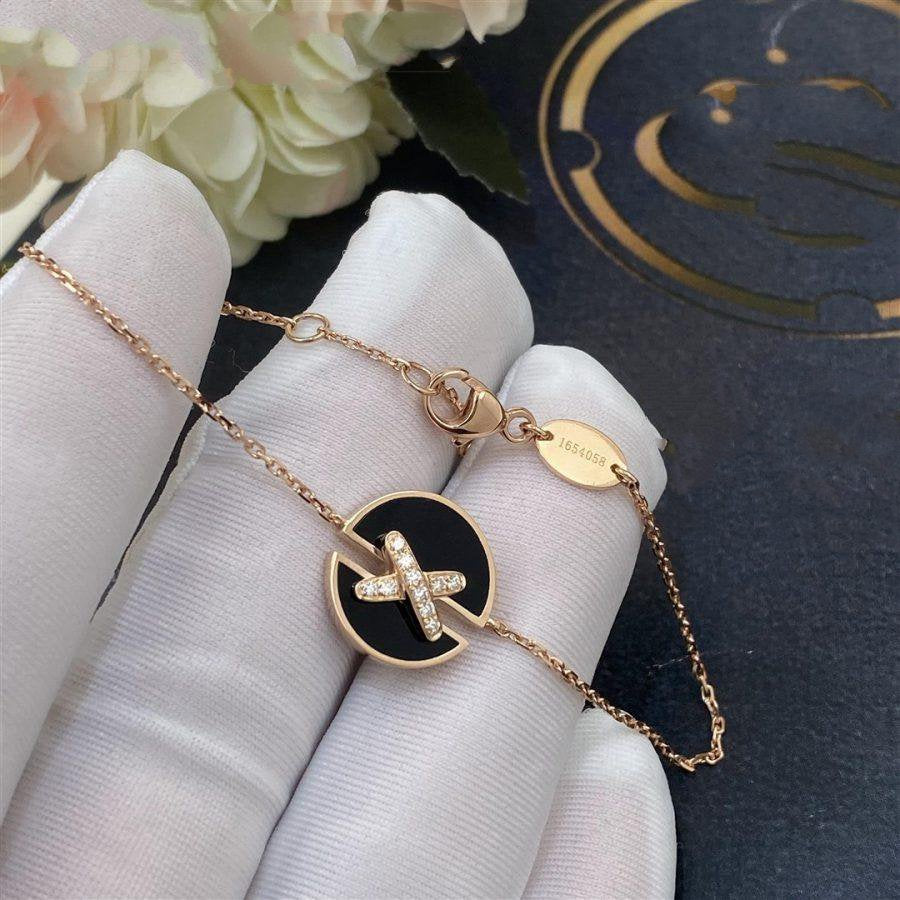 [Charm Aries Jewelry]JEUX DE BRACELET ONYX PINK GOLD DIAMOND