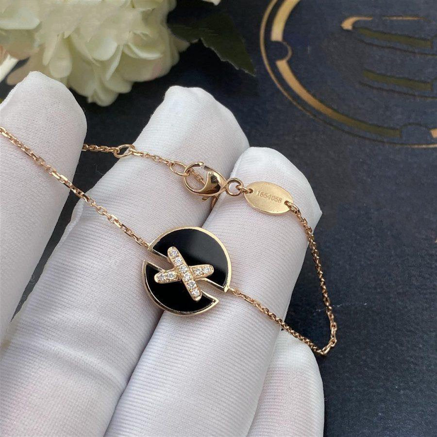 [Charm Aries Jewelry]JEUX DE BRACELET ONYX PINK GOLD DIAMOND