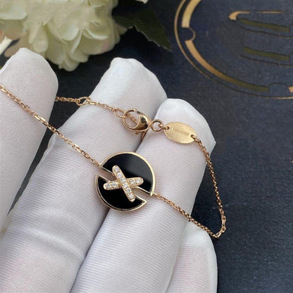 [Charm Aries Jewelry]JEUX DE BRACELET ONYX PINK GOLD DIAMOND
