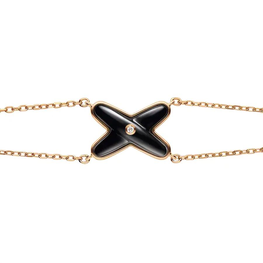 [Charm Aries Jewelry]JEUX BRACELET ONYX PINK GOLD 1 DIAMOND