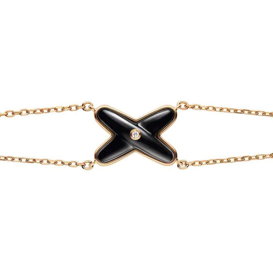 [Charm Aries Jewelry]JEUX BRACELET ONYX PINK GOLD 1 DIAMOND