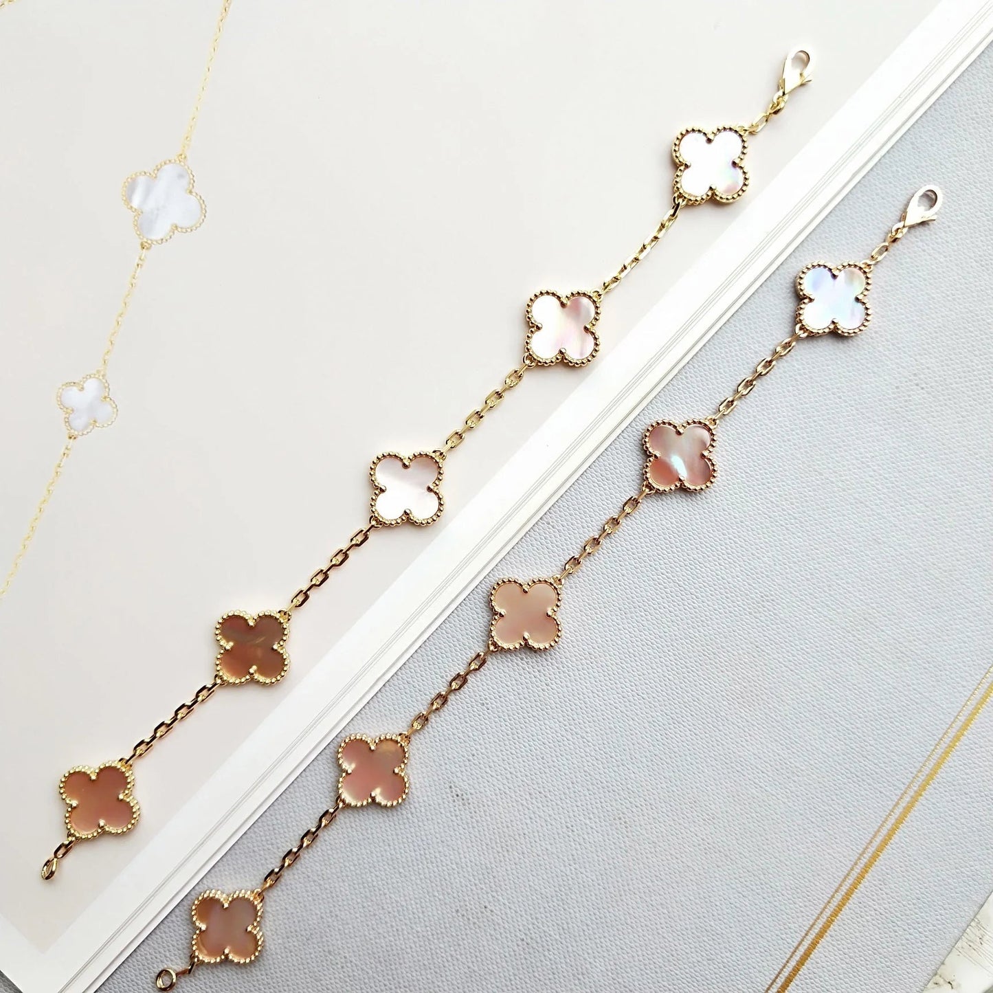 [Charm Aries Jewelry]CLOVER 5 PINK MOP BRACELET
