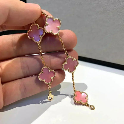 [Charm Aries Jewelry]CLOVER 5 PINK MOP BRACELET