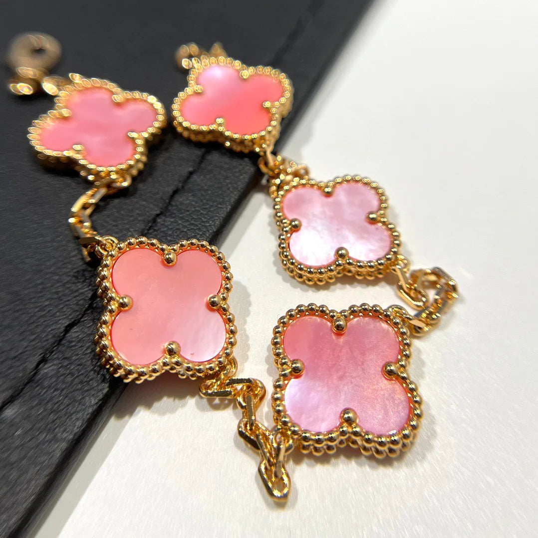 [Charm Aries Jewelry]CLOVER 5 PINK MOP BRACELET