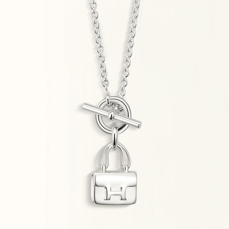 [Charm Aries Jewelry]POP H PEDANT SILVER NECKLACE