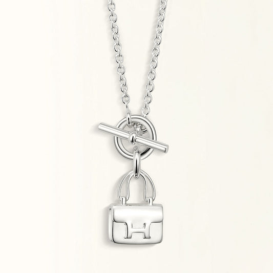 [Charm Aries Jewelry]POP H PEDANT SILVER NECKLACE