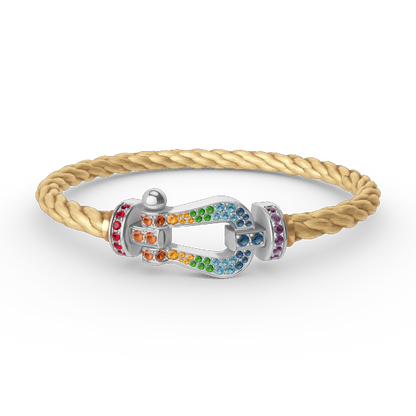 [Charm Aries Jewelry]FORC LARGE HORSESHOE  COLORED DIAMOND BRACELET SILVER