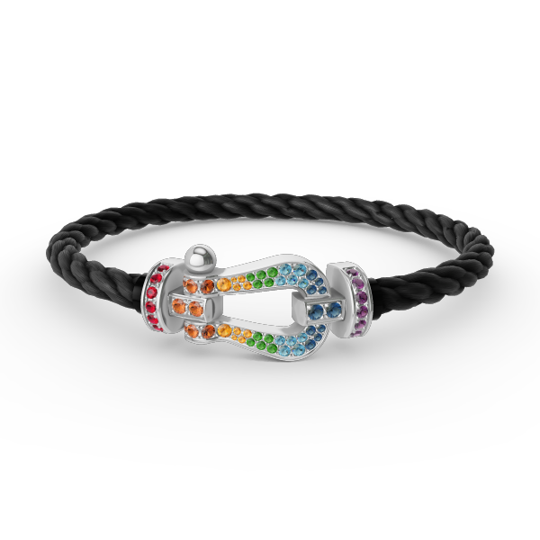 [Charm Aries Jewelry]FORC LARGE HORSESHOE  COLORED DIAMOND BRACELET SILVER