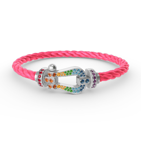 [Charm Aries Jewelry]FORC LARGE HORSESHOE  COLORED DIAMOND BRACELET SILVER