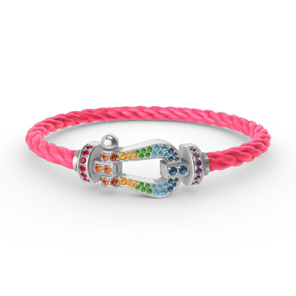[Charm Aries Jewelry]FORC LARGE HORSESHOE  COLORED DIAMOND BRACELET SILVER