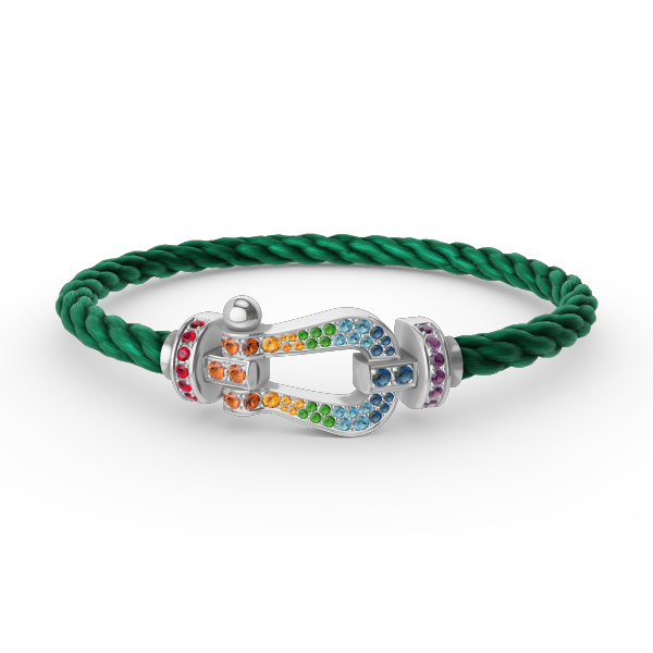 [Charm Aries Jewelry]FORC LARGE HORSESHOE  COLORED DIAMOND BRACELET SILVER