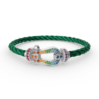 [Charm Aries Jewelry]FORC LARGE HORSESHOE  COLORED DIAMOND BRACELET SILVER