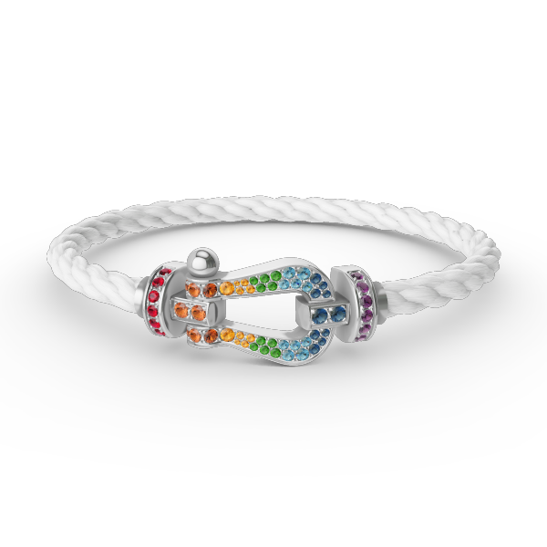 [Charm Aries Jewelry]FORC LARGE HORSESHOE  COLORED DIAMOND BRACELET SILVER