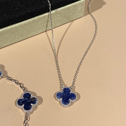 [Charm Aries Jewelry]CLOVER 15MM PIETERSITE NECKLACE SILVER