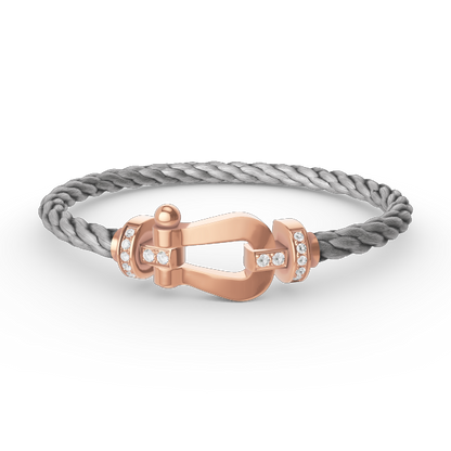 [Charm Aries Jewelry]FORCE LARGE HORSESHOE HALF DIAMOND BRACELET ROSE GOLD