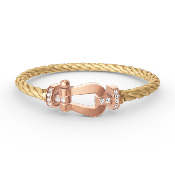 [Charm Aries Jewelry]FORCE LARGE HORSESHOE HALF DIAMOND BRACELET ROSE GOLD