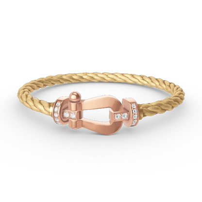 [Charm Aries Jewelry]FORCE LARGE HORSESHOE HALF DIAMOND BRACELET ROSE GOLD