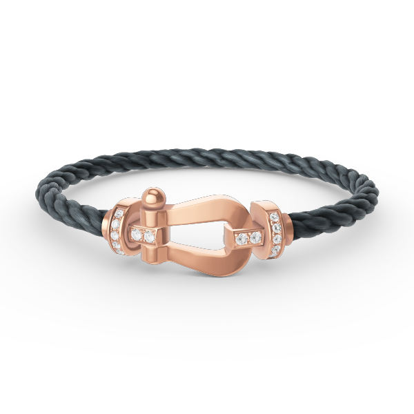 [Charm Aries Jewelry]FORCE LARGE HORSESHOE HALF DIAMOND BRACELET ROSE GOLD