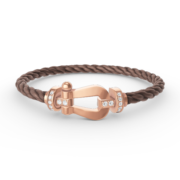 [Charm Aries Jewelry]FORCE LARGE HORSESHOE HALF DIAMOND BRACELET ROSE GOLD