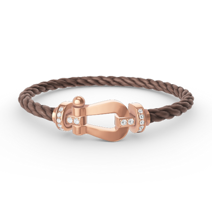 [Charm Aries Jewelry]FORCE LARGE HORSESHOE HALF DIAMOND BRACELET ROSE GOLD
