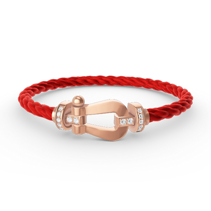 [Charm Aries Jewelry]FORCE LARGE HORSESHOE HALF DIAMOND BRACELET ROSE GOLD