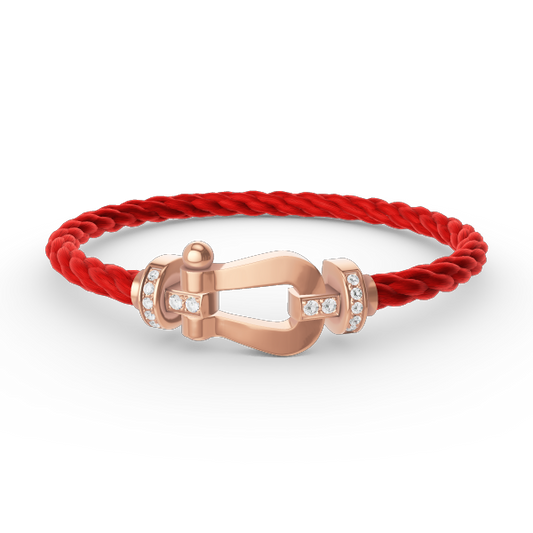 [Charm Aries Jewelry]FORCE LARGE HORSESHOE HALF DIAMOND BRACELET ROSE GOLD