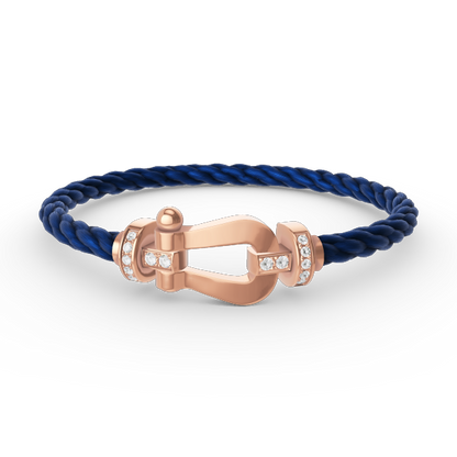 [Charm Aries Jewelry]FORCE LARGE HORSESHOE HALF DIAMOND BRACELET ROSE GOLD