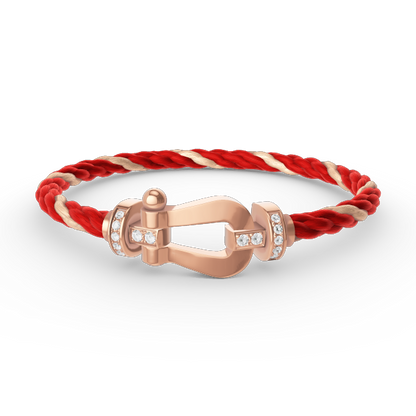 [Charm Aries Jewelry]FORCE LARGE HORSESHOE HALF DIAMOND BRACELET ROSE GOLD