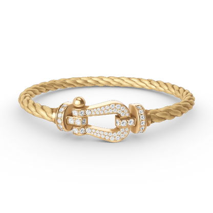 [Charm Aries Jewelry]FORCE LARGE HORSESHOE FULL DIAMOND BRACELET GOLD