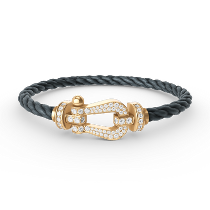 [Charm Aries Jewelry]FORCE LARGE HORSESHOE FULL DIAMOND BRACELET GOLD