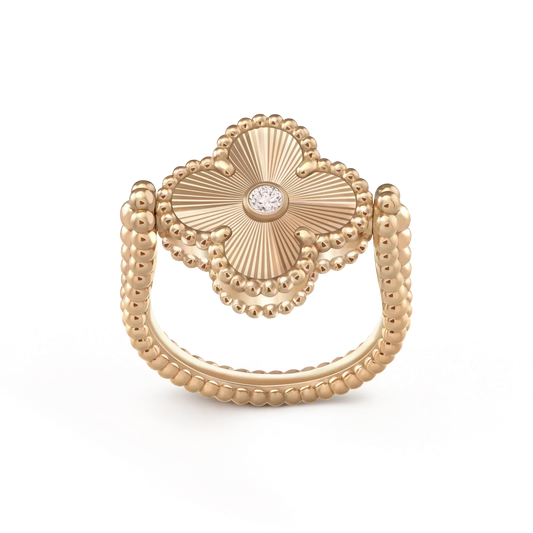 [Charm Aries Jewelry]CLOVER RIVERSIBLE ROSE GOLD RING