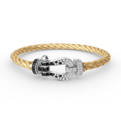 [Charm Aries Jewelry]FORCE LARGE HORSESHOE BLACK WHITE DIAMOND BRACELET SILVER