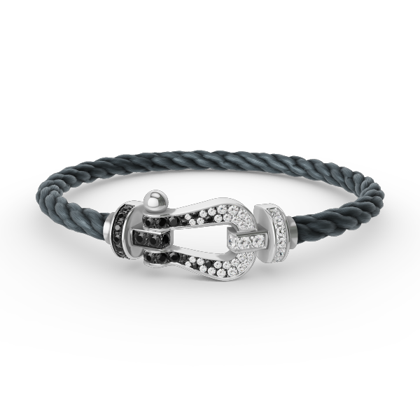 [Charm Aries Jewelry]FORCE LARGE HORSESHOE BLACK WHITE DIAMOND BRACELET SILVER