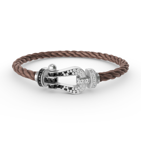 [Charm Aries Jewelry]FORCE LARGE HORSESHOE BLACK WHITE DIAMOND BRACELET SILVER