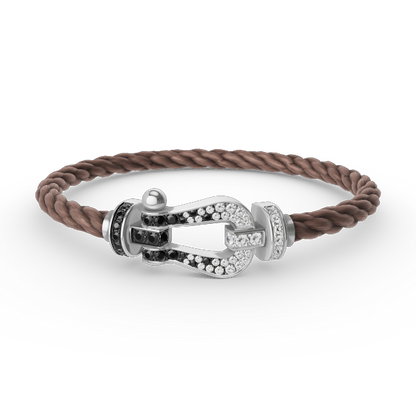 [Charm Aries Jewelry]FORCE LARGE HORSESHOE BLACK WHITE DIAMOND BRACELET SILVER