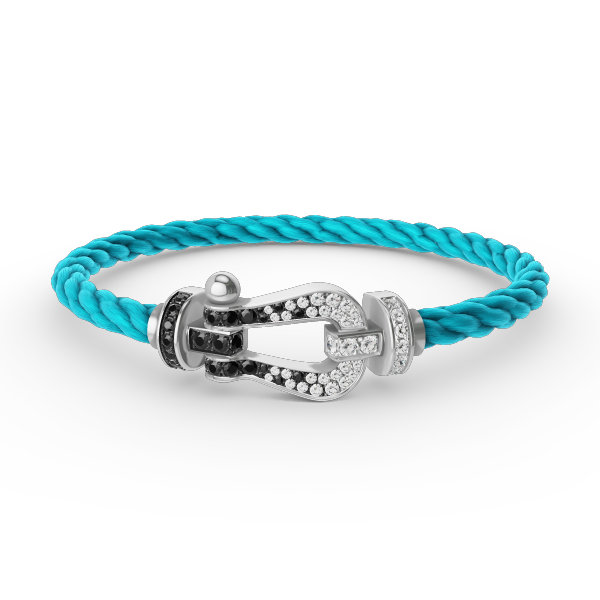 [Charm Aries Jewelry]FORCE LARGE HORSESHOE BLACK WHITE DIAMOND BRACELET SILVER