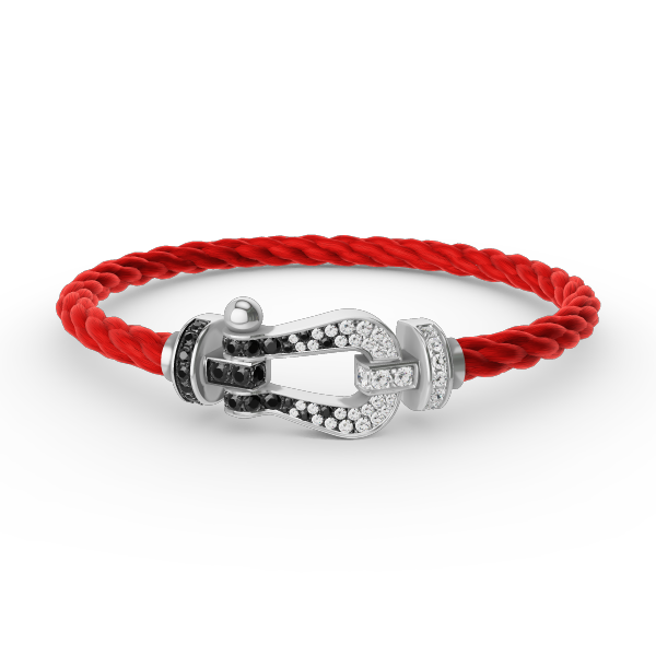 [Charm Aries Jewelry]FORCE LARGE HORSESHOE BLACK WHITE DIAMOND BRACELET SILVER